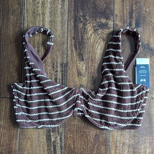 Abercrombie & Fitch Brown Striped Bikini Top